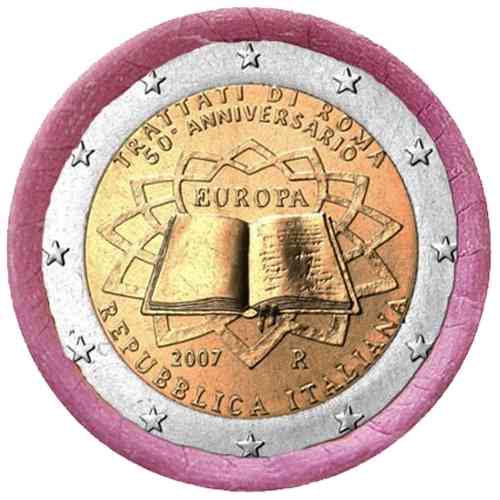 2 Euro Italia 2007 Trattato di Roma Rotolino