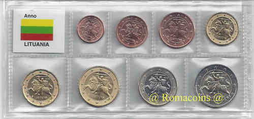 Serie Completa 8 Monete Lituania 2015 1 cc 2 Euro