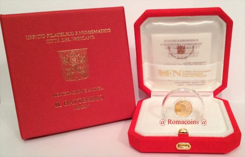 10 Euro Vaticano 2015 Oro Fondo Specchio Il Battesimo