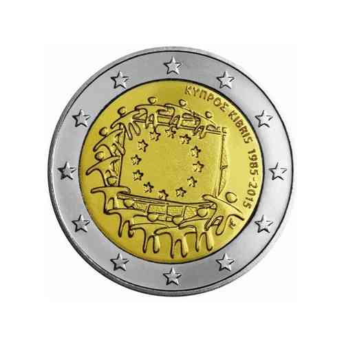 2 Euro Cipro 2015 30 Anni Bandiera Europea Unc