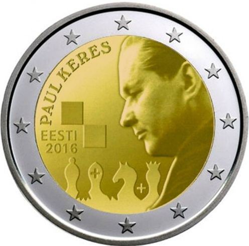 2 Euro Commemorativi Estonia 2016 Paul Keres Unc Fdc