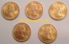 5 Britische Sovereign Goldmünzen Queen Elizabeth 917 / 1000
