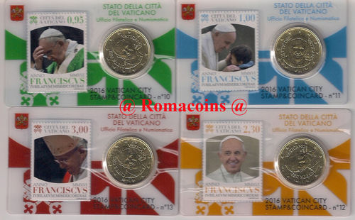 4 Coincard Vaticano 50 cc Anno 2016 Papa Francesco