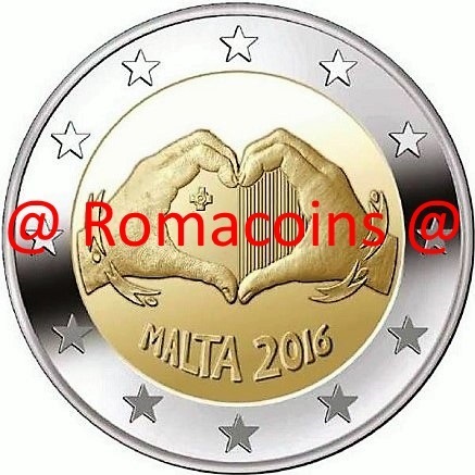 2 Euro Commemorativi Malta 2016 Moneta Solidarietà Amore