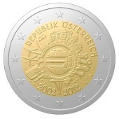 2 Euro Commemorativi Austria 2012 Anniversario 10 Anni Euro
