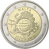 2 Euros Conmemorativos Malta 2012 10 Años Euro