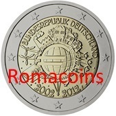 2 Euro Commemorativi Germania 2012 10 Anni Euro Zecca A
