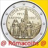 2 Euros Conmemorativos Vaticano 2017 Fatima sin cartera