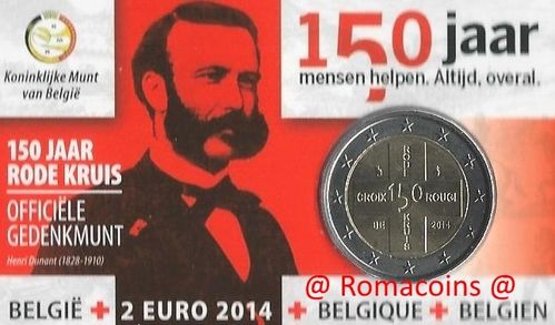 Coincard Belgio 2014 2 Euro Croce Rossa Lingua Olandese