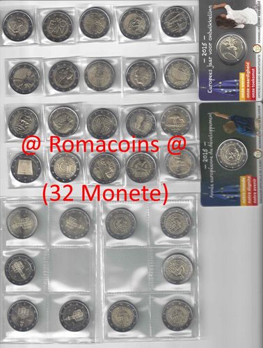 32 x 2 Euro Commemorativi 2015 Monete Collezione Completa
