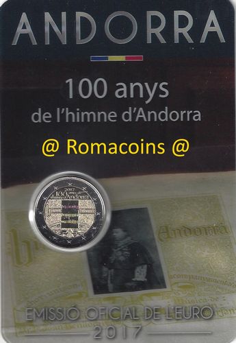 Coincard Andorra 2017 2 Euro 100 Anni Inno di Andorra