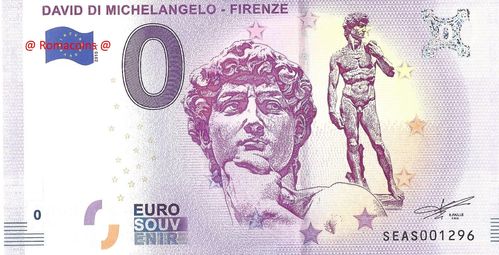 Banconota Turistica 0 Euro Souvenir David di Michelangelo