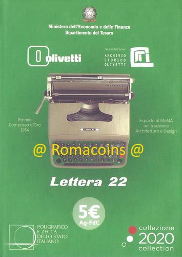 5 Euro Olivetti Verde 2020 Lettera 22 Italia Argento Fdc