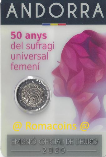 Coincard Andorra 2020 2 Euros Sufragio Femenino Universal