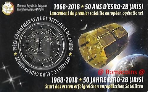 Coincard Belgio 2018 2 Euro Satellite Esro-2B Lingua Casuale
