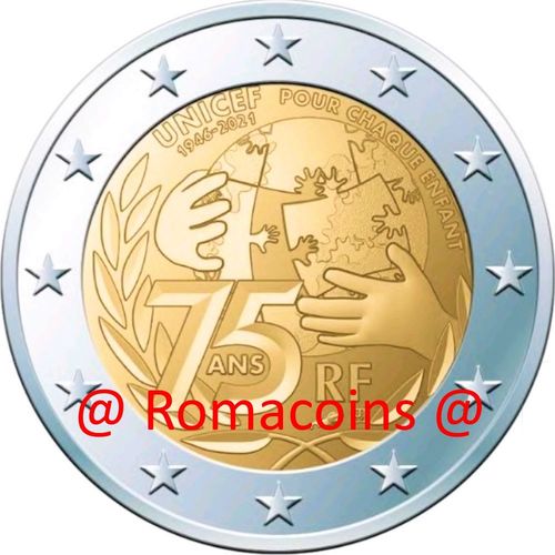 2 Euros Conmemorativos Francia 2021 Unicef Unc