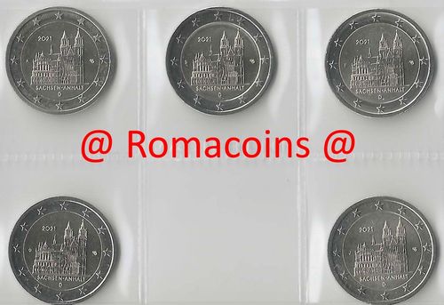 2 Euro Commemorative Coins Germany 2021 5 Mints Saxony-Anhalt