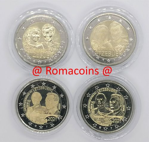 4 Monete da 2 Euro Commemorative Lussemburgo 2021 Unc