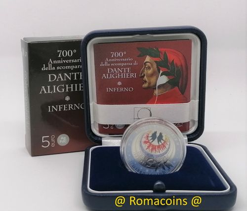 5 Euro Silber Italien 2021 Dante Alighieri Stempelglanz