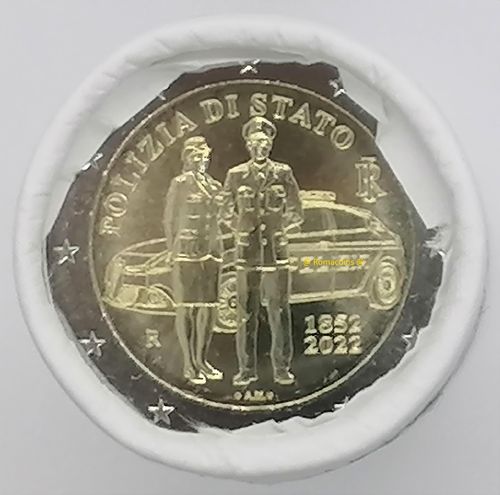 Roll Coins Italy 2 Euro Comemorative 2022 Italian Police