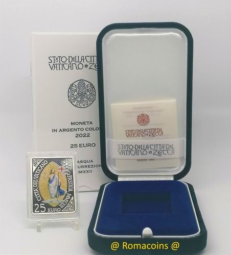 25 Euro Vatikan 2022 Farbig Silber PP Ostern