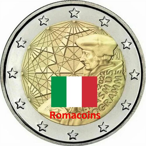 2 Euro Commemorative Coin Italy 2022 Erasmus Unc