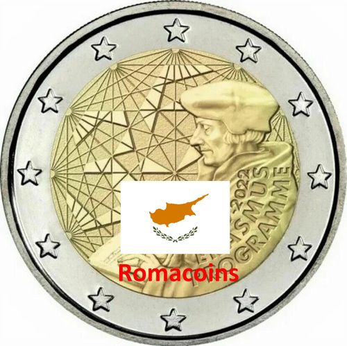 2 Euro Commemorative Coin Cyprus 2022 Erasmus Unc