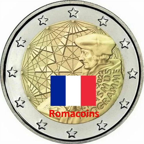 2 Euro Commemorative Coin France 2022 Erasmus Unc