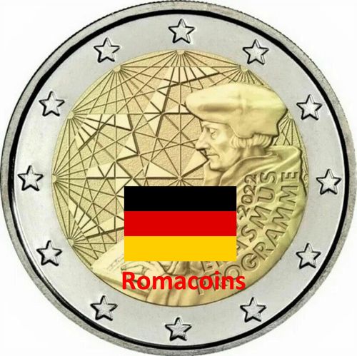 2 Euro Commemorative Coin Germany 2022 Erasmus Unc