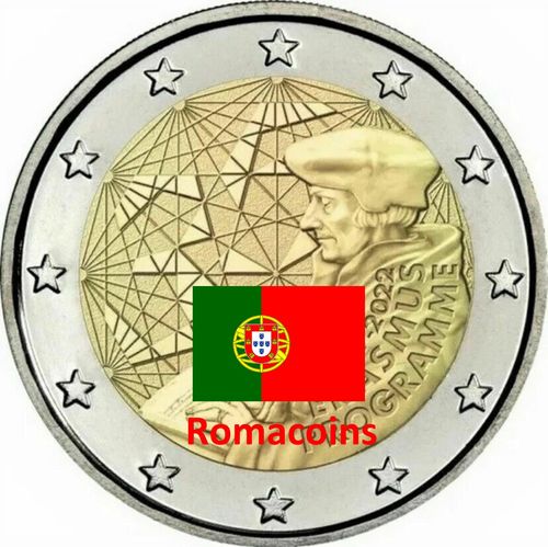 2 Euro Commemorative Coin Portugal 2022 Erasmus Unc