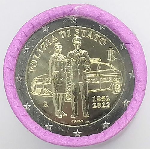 Roll Coins Italy 2 Euro Comemorative 2022 Police