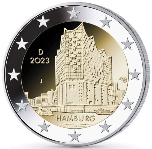 2 Euro Commemorative Coin Germany 2023 Hamburg Presidency Unc