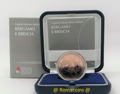 5 Euro Coin Italy 2023 Bergamo and Brescia in Copper Bu