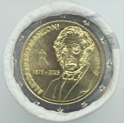 Roll Coins Italy 2 Euro 2023 Alessandro Manzoni Rare