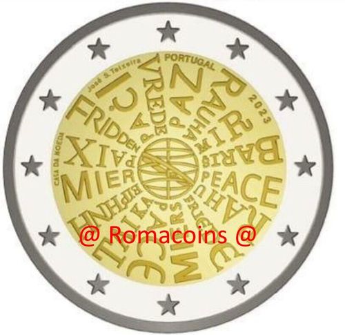 2 Euro Commemorative Coin Portugal 2023 Peace Nations