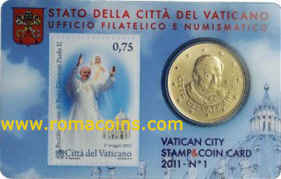 Coincard Vaticano 50 cc Anno 2011 con Francobollo