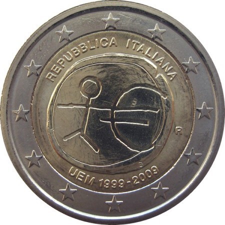 2 Euros Conmemorativos Italia 2009 Union Monetaria Unc