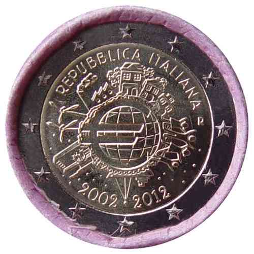 2 Euros Italia 2012 Aniversario 10 Años Euro Rollo