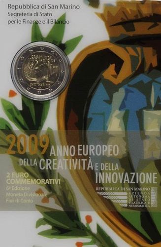 Moneda Conmemorativa 2 Euros San Marino 2009 Oficial Fdc