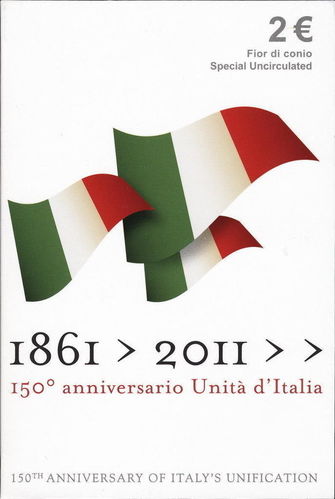 2 Euros Conmemorativos Italia 2011 Unidad de Italia en cartera