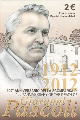 2 Euros Conmemorativos Italia 2012 Pascoli en cartera