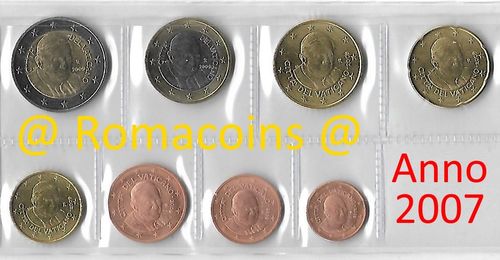 Serie Completa Vaticano 2007 8 Monedas 1 cc 2 Euros Fdc