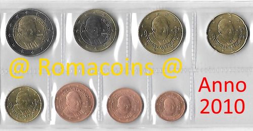 Serie Completa Vaticano 2010 8 Monedas 1 cc 2 Euros Fdc