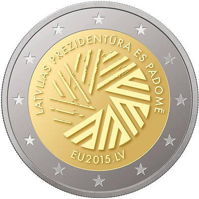 2 Euros Conmemorativos Letonia 2015 Presidencia Consejo Europeo