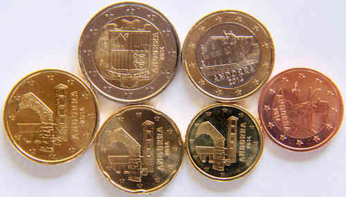 Serie Andorra 2014 5 centimos - 2 Euros 5 Monedas Unc