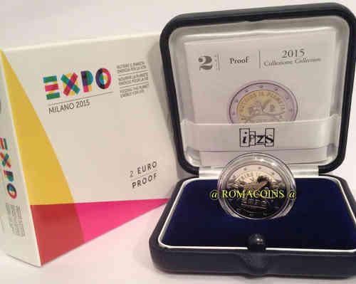 2 Euro Italia 2015 Expo Fondo Specchio Proof