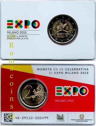 2 Euro Italien 2015 Expo Stempelglanz Coincard