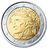 Moneda 2 Euros Italia 2008 Dante Alighieri Fdc Unc