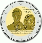 2 Euros Conmemorativos Luxemburgo 2015 Granduca Henri