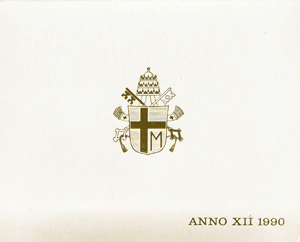 Cartera Vaticano 1990 Oficial Liras Juan Pablo II Fdc